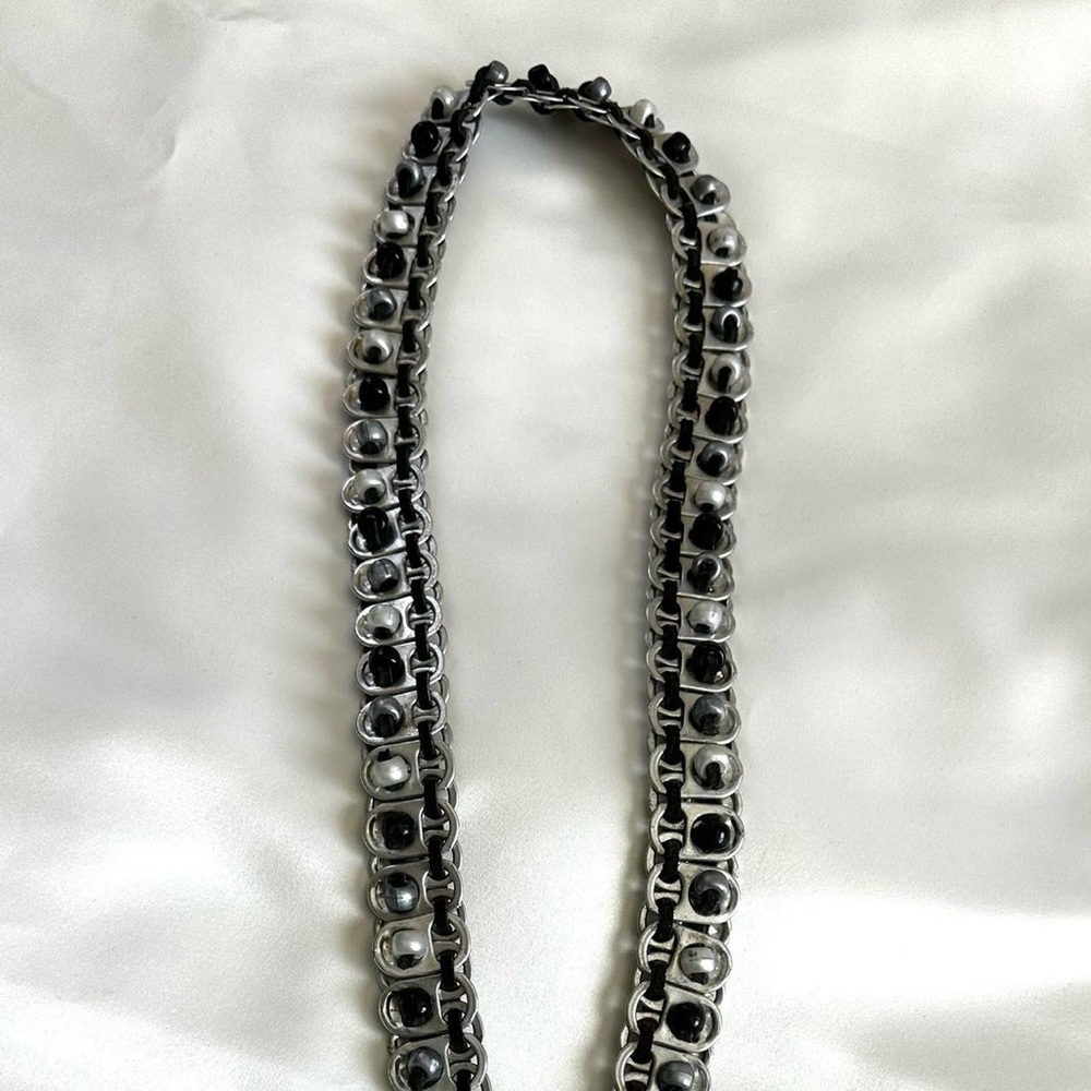 WESTERN STYLE SILVER POP TAB CONCHO NECKLACE-19”~Unique! - Picture 7 of 8